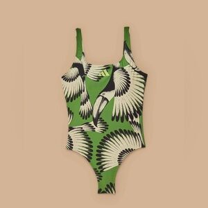 Adidas x Farm Rio Toucan Wings Green 1 piece Swimsuit NWOT size 8